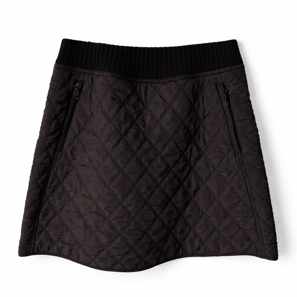 Prana Diva Diamond Quilted Puffer Skirt Sherpa Lined Black DWR Small